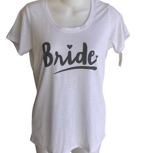 NWT Ladies XS Bride T-Shirt White Gray Logo Love & Cherish Short Sleeve